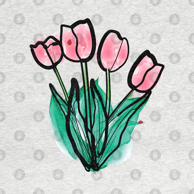 watercolor pink tulips by CindyS